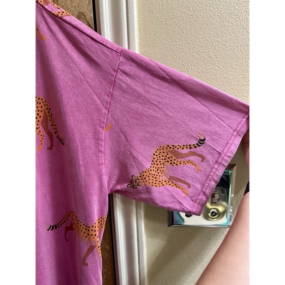 NEW Easel Mineral Wash Pink Cheetah T-shirt Shift Dress Pockets 2X New With Tags - Picture 8 of 13